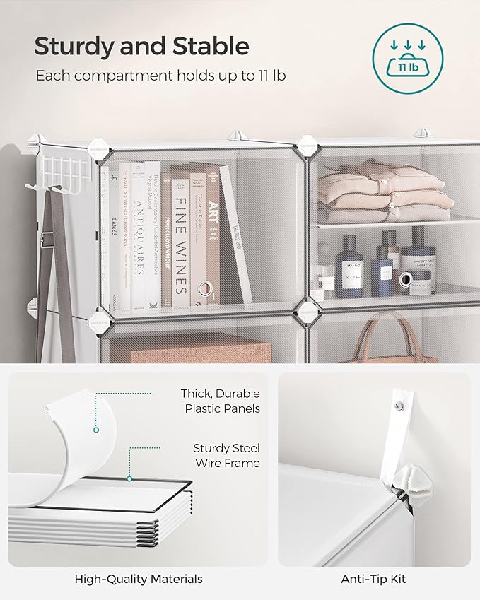 SONGMICS Shoe Rack Organizer, 8-Tier Shoe Storage Cabinet for Closet and Entryway, Holds 32 Pairs of Shoes, Adjustable, White ULPC034W01-NeatNest