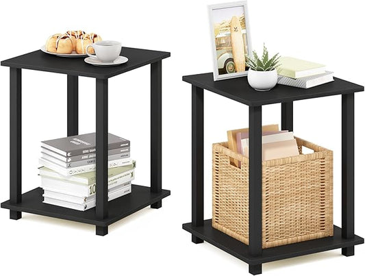 Furinno Simplistic Set of 2 End Table, Americano/Black-NeatNest