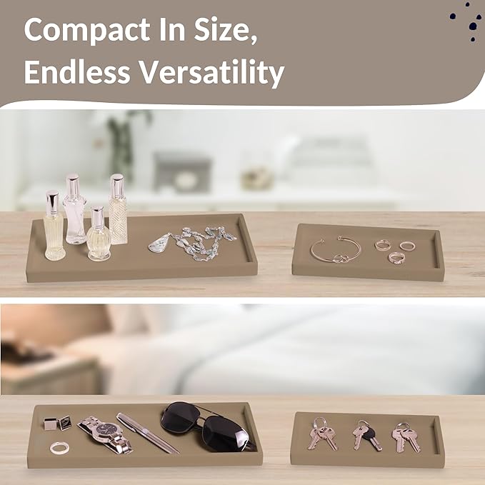 Countertop and Vanity Tray - 2 PC (11” and 7”) Shatterproof Silicone Kitchen and Bathroom Trays for Counter, Kitchen Soap Dispenser Tray, Vanity Trays for Bathroom, Perfume Key Tray-NeatNest
