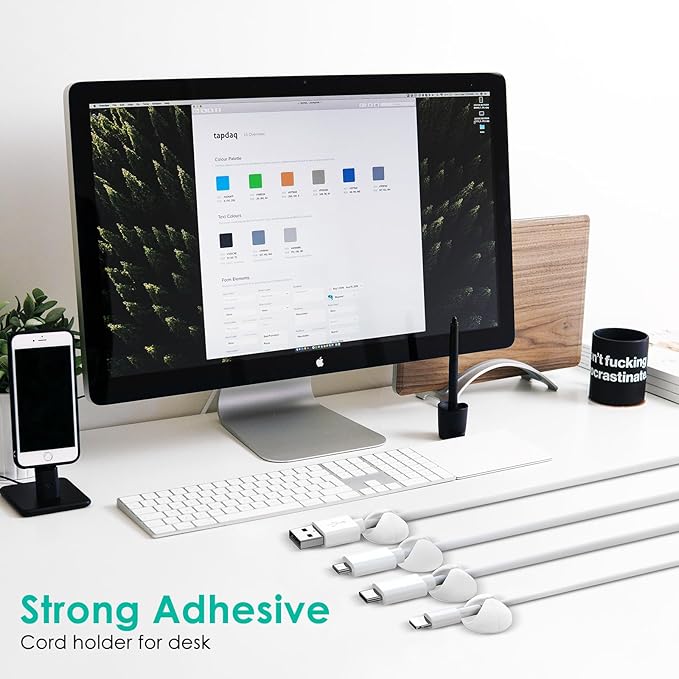 12 Pack Cable Clips, Znben Wire Organizer Holder Adhesive Cord Management Charger Wire Holder Clips for Desk, Home, Office, Car, Cubicle, Nightstand White-NeatNest