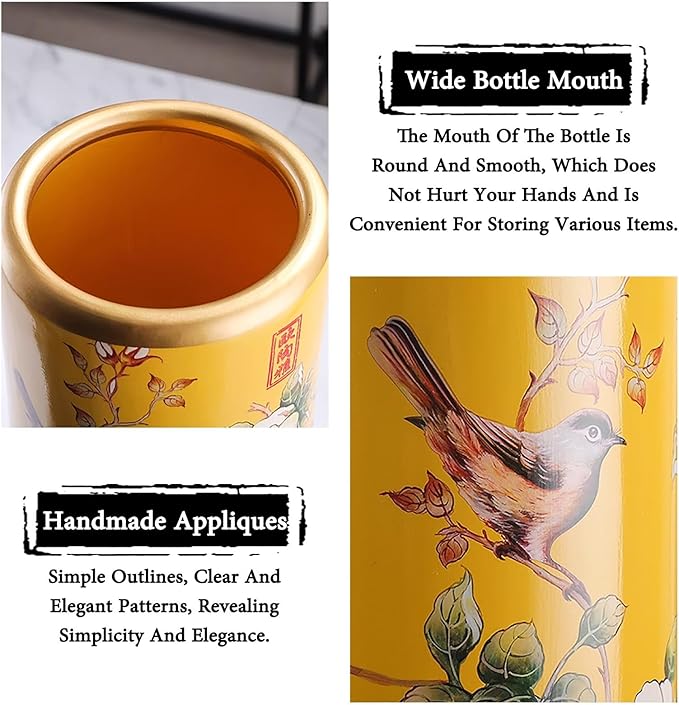 Ceramic Umbrella Stand Living Room Floor-Standing Freestanding Cane Chinese Umbrella Stand Multifunctional Painted Porcelain Vintage Ceramics Flower Vases for Home Office Entrance Indoor(A)-NeatNest