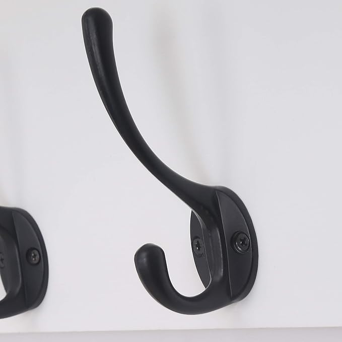 DSEAP Heavy Duty Coat Rack Wall Mount with Hooks and Shelf, Ideal for Entryway, Mudroom, Kitchen, Bathroom - White & Black