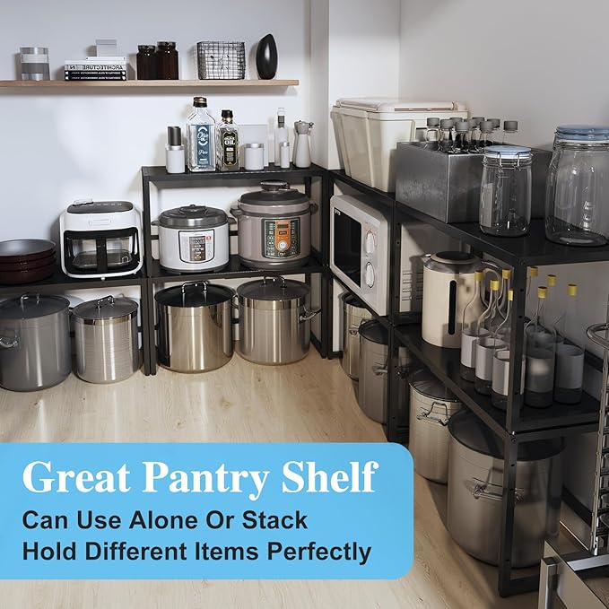 Expandable Metal Storage Shelves,110LBS Heavy Duty Shelving Units and Storage For Small Appliance, Adjustable Metal Storage Shelf Rack For kitchen Cabinet Closet Pantry Warehouse Garage,Patent Pending-NeatNest