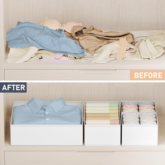 DIMJ Drawer Organizer Clothes Storage - 24 Pack Baby Dresser Organizer for Nursery, Small Fabric Closet Drawer Organizer Bins for Underwears Socks, Foldable Storage Dividers Organization for Bedroom-NeatNest