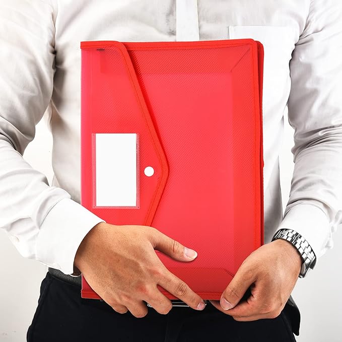 Expanding File Folder Document Organizer with Snap Button, Waterproof Transparent Document Bag, 2.8" Expansion, Letter A4 Expandable File Folder for Home Office Organization，5 Pack