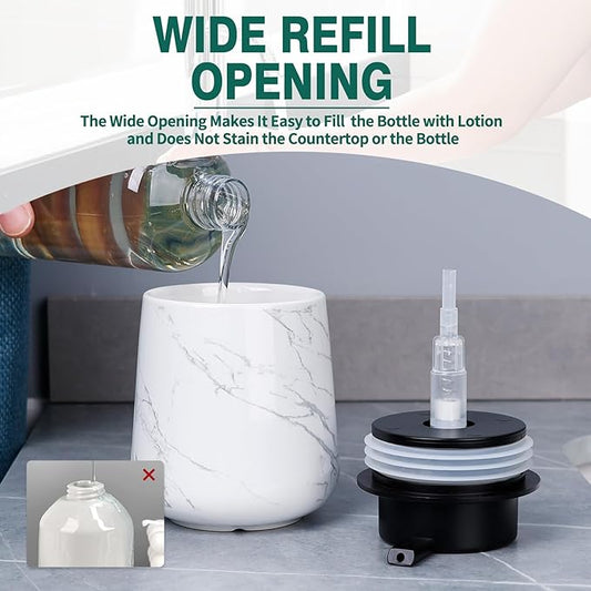 Bosilunlife Hand Soap Dispenser - Marble Lotion Dispenser 12Oz Ceramic Soap Dispenser Bathroom Refillable Liquid Pump Dispenser for Bathroom Kitchen Dispenser for Dish Soap with Easy-to-Press Pump-NeatNest