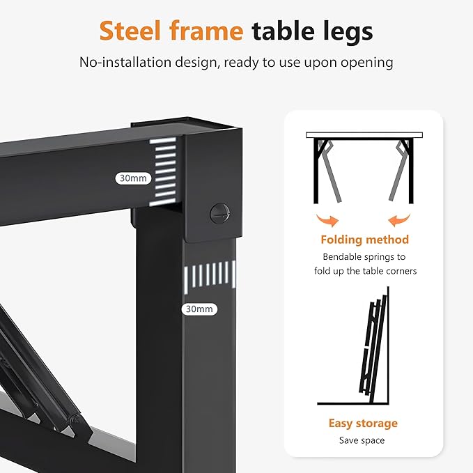 Folding Desk, 47 inch No Assembly Folding Desks for Small Spaces, Sturdy Foldable Computer Desk, Functional Home Office Desks, Study Writing Desk Office Table Workstation for Home Office Outdoor-NeatNest