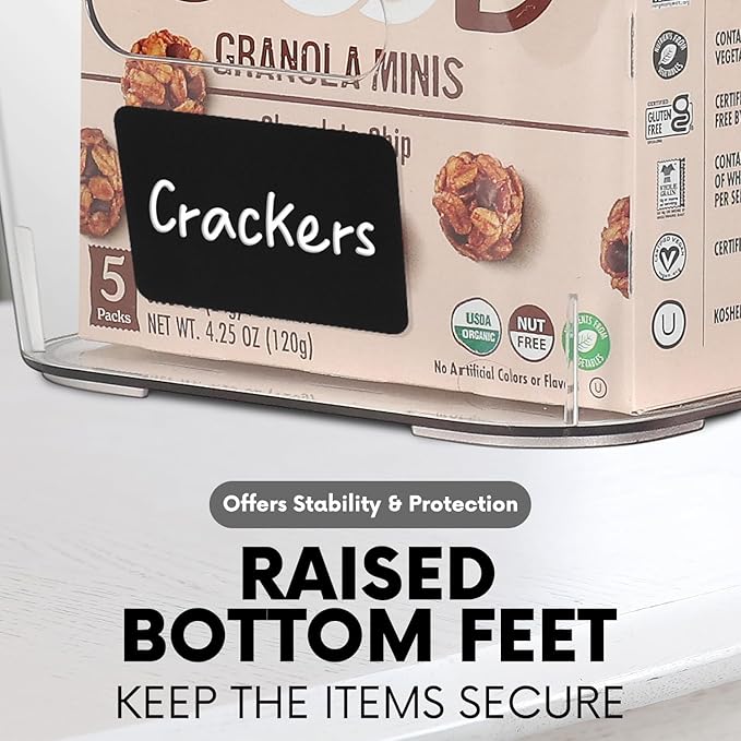 Clear Plastic Storage Bins with Labels and Marker, Perfect for Kitchen Organization or Pantry Organization and Storage, Medium Fridge Organizer and Cabinet Organizers Storage Bins-NeatNest