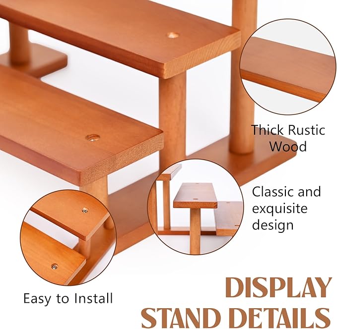 3 Tier Wooden Display Riser Stand Perfume Organizer, Dessert Table Display Set, Solid Wood Food Display Stands for Party, Bamboo Rustic Solid Wood Shelf for Cupcakes, Perfume, Cologne, Spiece-NeatNest