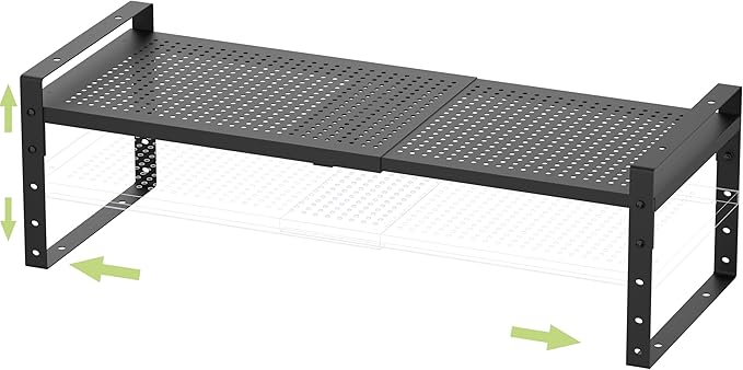 Expandable Stackable Aadjustable Shoe Rack Pantry Shelf for Kitchen Cabinets Counter Shelves Countertop Cupboard Storage Solution,Sturdy Heavy-Duty Metal Construction(1Pack/Black/Medium)-NeatNest