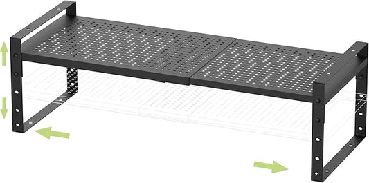 Expandable Stackable Aadjustable Shoe Rack Pantry Shelf for Kitchen Cabinets Counter Shelves Countertop Cupboard Storage Solution,Sturdy Heavy-Duty Metal Construction(1Pack/Black/Medium)-NeatNest