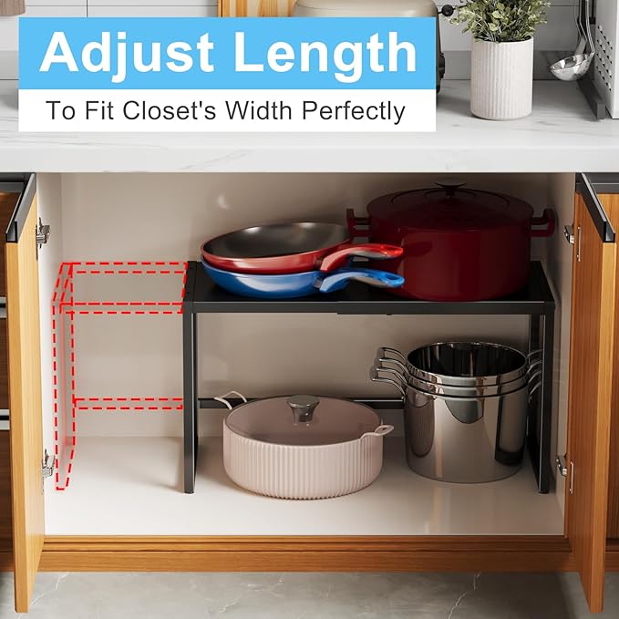 Expandable Metal Storage Shelves,110LBS Heavy Duty Shelving Units and Storage For Small Appliance, Adjustable Metal Storage Shelf Rack For kitchen Cabinet Closet Pantry Warehouse Garage,Patent Pending-NeatNest