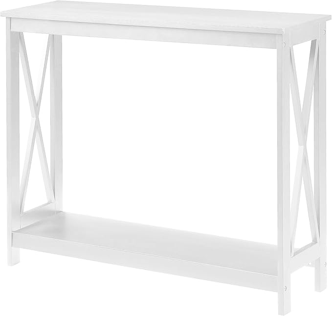 Convenience Concepts Oxford Console Table 39.5" - Sofa Table with Storage Shelf, Transitional Entryway Hall Table for Living Room and Bedroom, Display Foyer Table, White-NeatNest