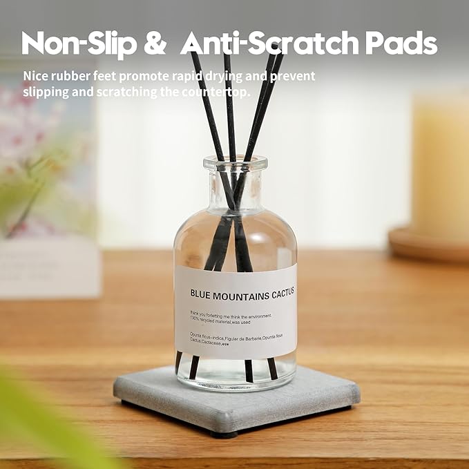 4PCS Bathroom Sink Vanity Trays, Diatomaceous Earth Quick Stone Drying Mat Kitchen Counter Dish Soap Dispenser Sponge Holder, Water Absorbing Caddy Organizer for Bottle & Cup, Light Gray-NeatNest