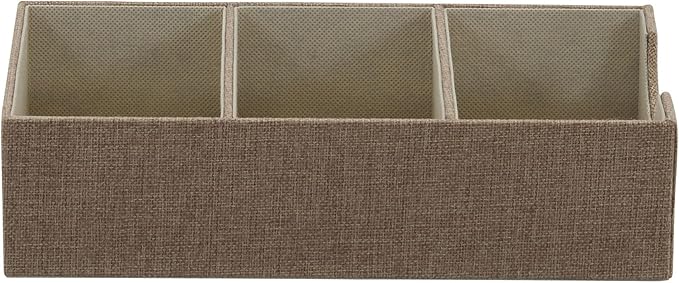 Household Essentials Brown 722-1 Deep 3 Section Drawer Organizer Box for Storage | 12 in x 6.13 in x 3.13-NeatNest