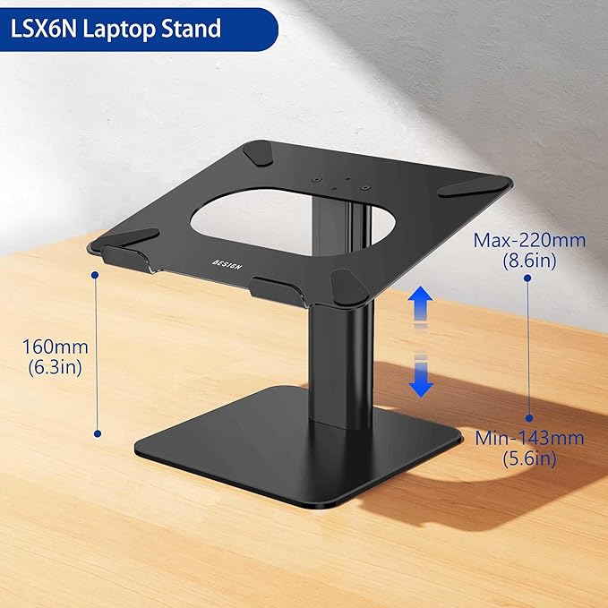BESIGN LSX6N Laptop Stand, Ergonomic Adjustable Notebook Riser Holder, Computer Stand Compatible with Air, Pro, Dell, HP, Lenovo More 10-15.6" Laptops, Black-NeatNest