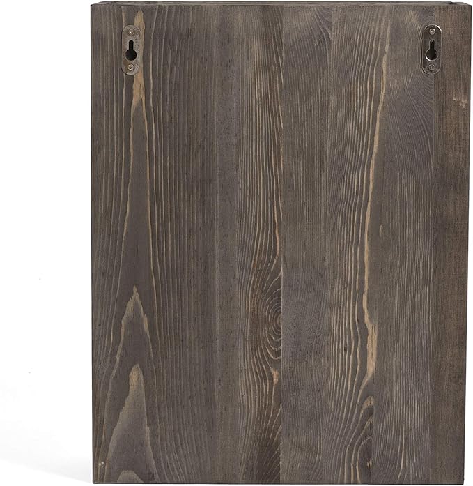 Vintage Rustic Wooden 5 Slot Office Desk or Distressed Torched Wood Wall Mounted Hanging Document Filing Organizer，Magazine Rack，Mail Holder Organizer Display Stand