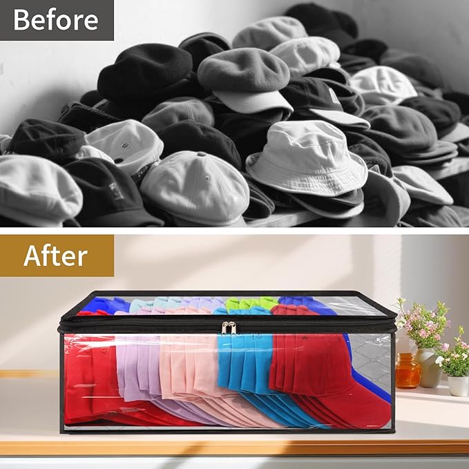 2 Pcs Hat Organizer for Baseball Cap, Hat Storage Bags with Carry Handles Hat Holder Rack for Closet Travel Hat Organizer-NeatNest
