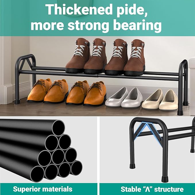 Sturdy Shoe Rack for Closet Metal Shoe Shelf for Entryway Free Standing Shoe Holders Space Saving Shoe Rack-NeatNest