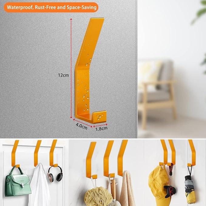 Coat Rack Hooks Wall Mounted, Gold 4Packs, Bath Towel Rope Hooks for Kitchen, Door, Cabinet, Bathroom, Foyers, Hallways, and Bedrooms-NeatNest