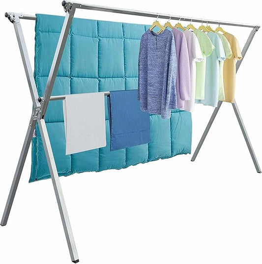 Clothes Drying Rack Folding Indoor Outdoor, Foldable Portable Laundry Drying Rack, Heavy Duty Laundry Hanger Dryer Rack with 20 Hooks-NeatNest