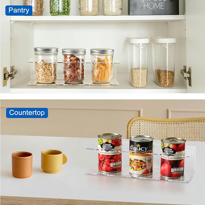4 Pack Acrylic Water Bottle Holder, Wall Mounted Tumbler Organizer Rack, Cups/Bottles/Cans Holder Storage for Kitchen Pantry Cabinet
