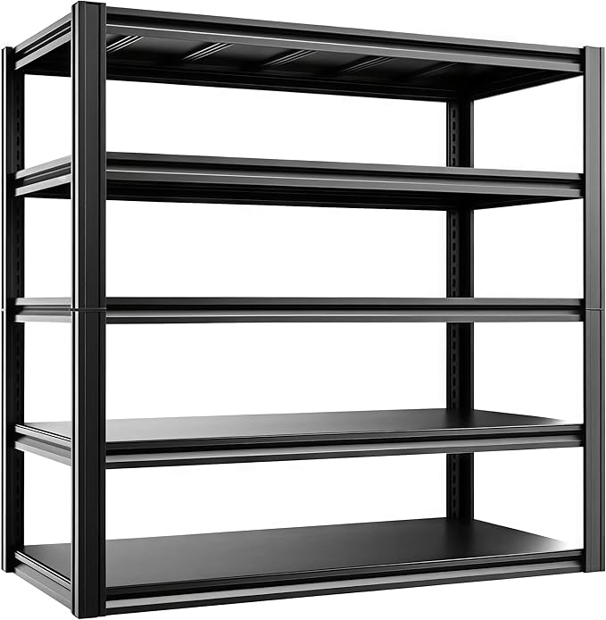 5-Tier 47" W x 24" D x 84" H Garage Shelving 3000LBS Storage Shelves Heavy Duty Metal Shelf Unit Adjustable Basement Industrial Storage Racks-NeatNest