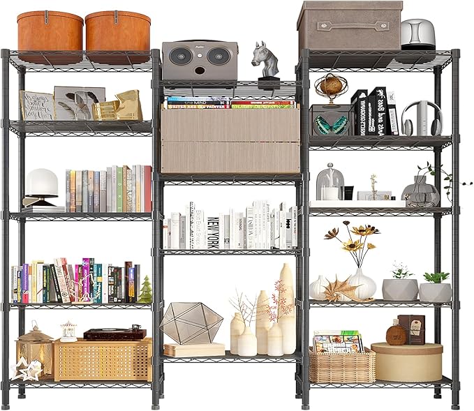 62.9'' Adjustable Storage Shelves Wire Shelving Unit Multiple Rows Shelving for Storage Rack Shelves for Storage Heavy Duty Garage Shelf Pantry Shelves Kitchen Shelving