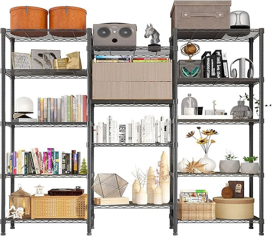 62.9'' Adjustable Storage Shelves Wire Shelving Unit Multiple Rows Shelving for Storage Rack Shelves for Storage Heavy Duty Garage Shelf Pantry Shelves Kitchen Shelving