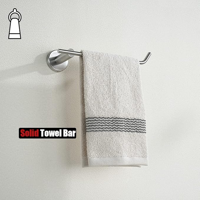 JQK Hand Towel Bar, Stainless Steel Towel Ring for Bathroom, 9 Inch Necklace Holder Brushed Finish Wall Mount, TR100-BN