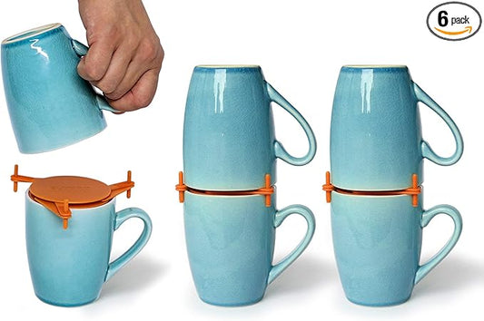 ELYPRO Mug Stacker 6-Pack – Coffee Mug Rack & Mug Organizer | Stackable Cup Holder for Coffee Bar & Kitchen, Under Cabinet Mug Holder – Space-Saving Mug Storage for Cabinets – Black-NeatNest