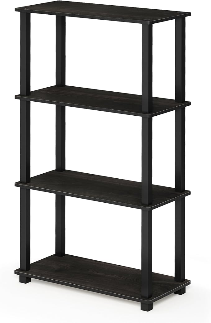 Furinno Turn-N-Tube 4-Tier Multipurpose Shelf Display Rack, Square Tube, Espresso/Black-NeatNest