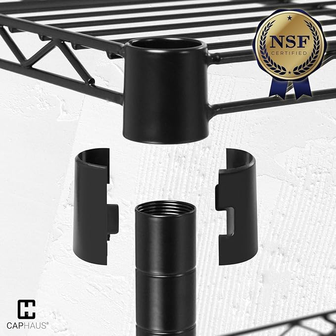 CAPHAUS NSF Commercial Grade Heavy Duty Wire Shelving w/Wheels, Leveling Feet & Liners, Storage Metal Shelf, Garage Shelving Storage, Utility Wire Rack Storage Shelves, 36 x 18 x 76 4-Tier No Liner-NeatNest