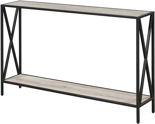 Convenience Concepts Tucson Console Table 47.25" - Modern Sofa Table with Storage Shelf, Entryway Hall Table for Living Room, Sandstone/Black-NeatNest