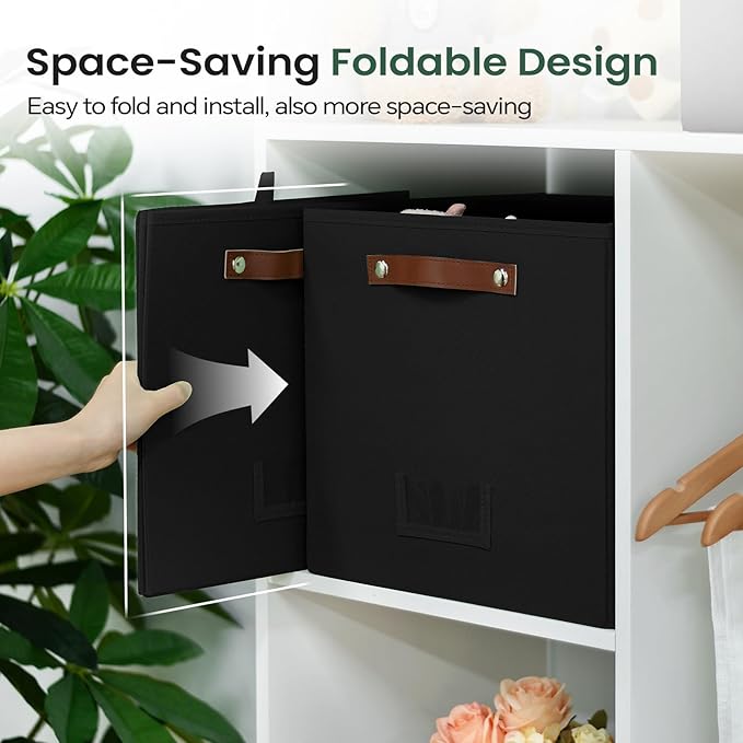 6-Pack Collapsible Fabric Storage Cubes with Handles & Label Holders, Closet Cube Home Organizer Bins (Black, 13 x 13 x 13 inch)