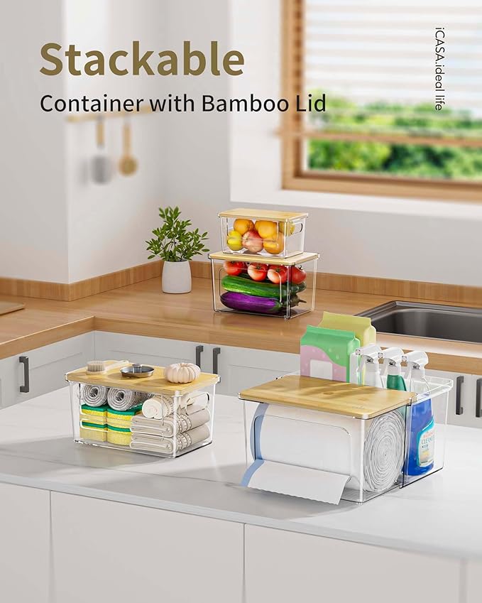 Trash Bag Dispenser Holder - 3 in 1 Acrylic Plastic Garbage Bag Pantry Organizer, Clear Large Laundry Pods Container with Lid, Stackable Under Sink Kitchen Laundry Room Organization and Storage-NeatNest