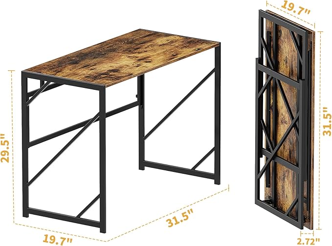 Elephance Folding Desk Writing Computer Desk for Home Office, No-Assembly Study Office Desk Foldable Table for Small Spaces-NeatNest