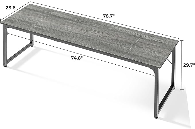 Huuger Computer Desk, 80 Inch Office Desk, Gaming Desk with Storage, Writing Desk Work Desk for Home Office, Study, Long Simple Desk, Large Legroom, Metal Frame, Grey-NeatNest
