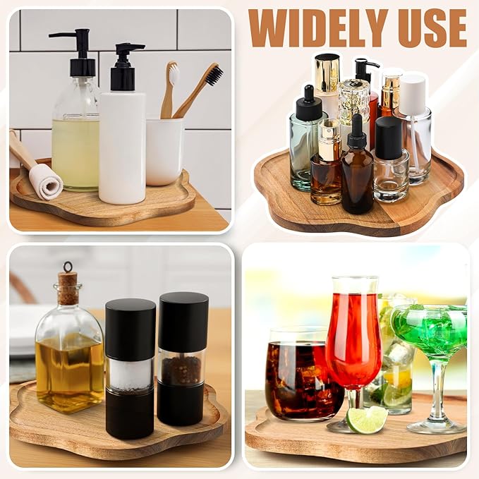 Patelai 2 Pack 10 Inch Wood Lazy Susan Organizer Round Turntable Kitchen Lazy Susan Organization and Rotating Spice Rack for Pantry Dining Table Kitchen Countertop Cupboard