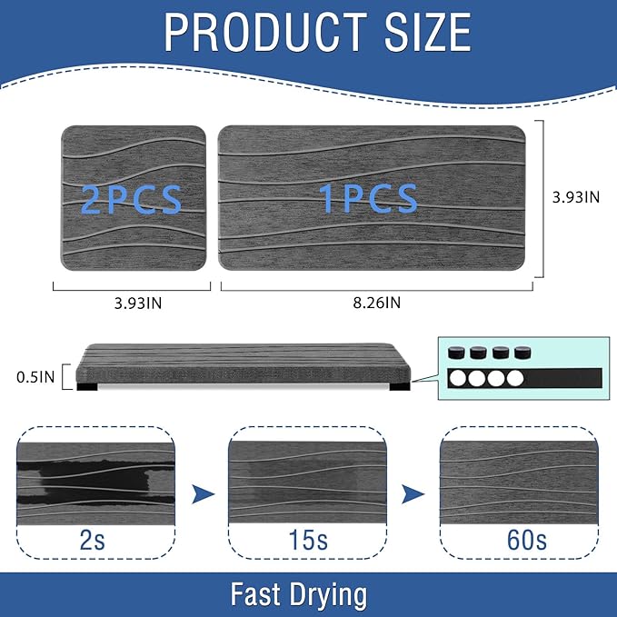 3PCS Water Absorbing Stone Tray, Fast Drying Stone Sink Tray, Stones Soap Trays, Water Absorbent Diatomite Trays, Diatomite Coasters for Kitchen Sink Bathroom Counter, Hand Soap Dish & Holders-NeatNest