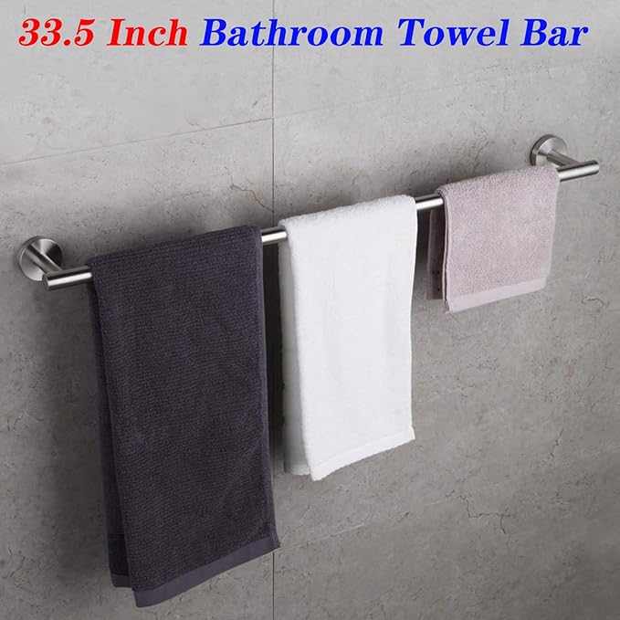 GERZWY Bathroom Towel Bar 33-Inch Stainless Steel Towel Bar Contemporary Style Wall Mount for Bath Kitchen, Brushed Finish AG1101C85-LS