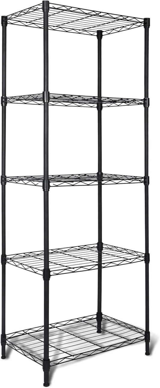 Whitmor 5 Tier Storage Shelves, Heavy Duty Metal Shelving, 400 lbs Capacity per Shelf, 2000 lbs Total, Easy Assembly for Kitchen, Garage, Plant, 18" L x 12" W x 50" H, Black-NeatNest