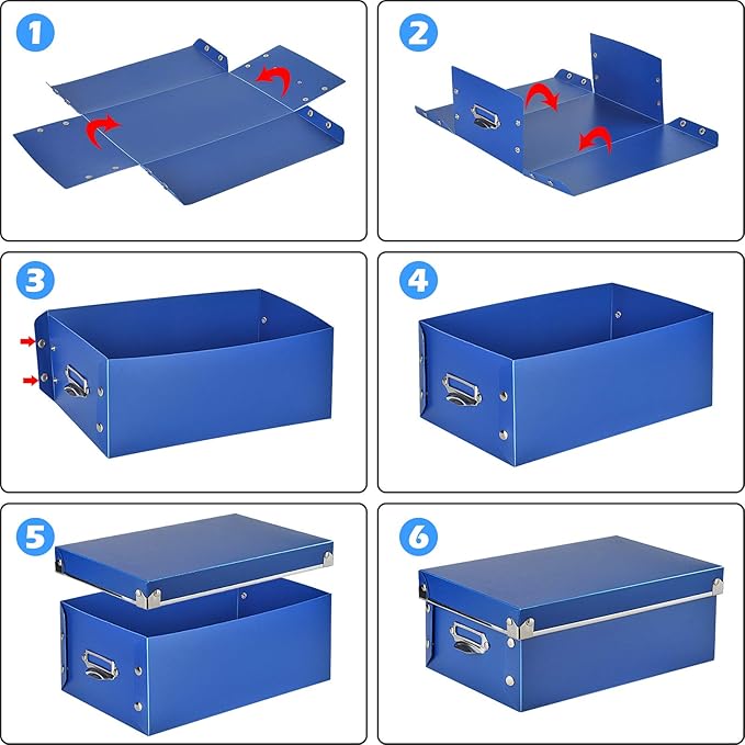 SEEKIND photo boxes storage, storage boxes with lids and Handles, 3 in 1 Set, Multiple Size(Small/Medium/Large) Plastic Box for Photos, Document, Cosmetic, Socks, Snacks, Etc(Blue)-NeatNest