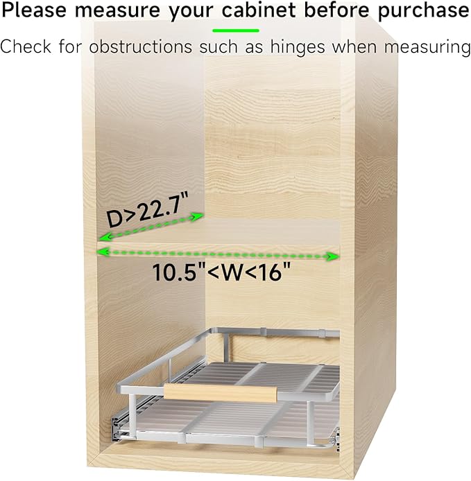 Expandable Pull Out Drawers for Cabinets, Kitchen Cabinet Slide Out Shelves, Adjustable Roll Out Drawers, Stainless Steel, Small 2 Pack, (10.5"-16") W * 22.7"D-NeatNest