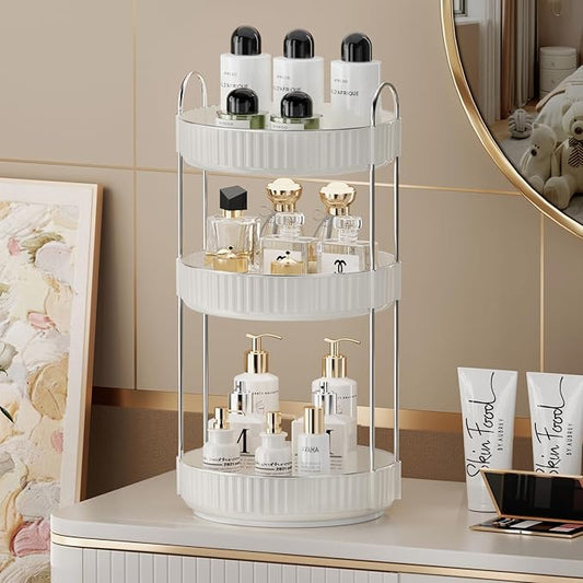 Rotating Makeup Organizer for Vanity,3 Tier High-Capacity Skincare Clear Make Up Storage Perfume Organizers Cosmetic Dresser Organizer Countertop 360 Spinning-NeatNest