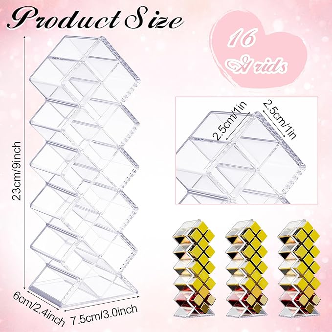 2 Pack Acrylic Lipstick Holder Organizer 32 Slots Clear Lip Gloss Holder Organizers Stackable Fish Shape Lipsticks Tower Lipstick Case Display Stand Storage Box for Makeup Cosmetic Vanity drawer-NeatNest