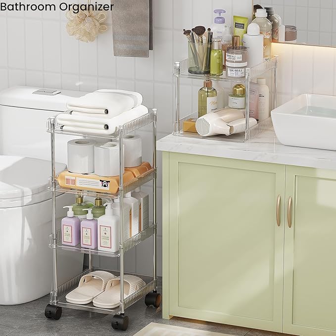 LUCKNOCK Slim Rolling Storage Cart for Small Spaces, 6-Tier Bathroom & Kitchen Organizer with Wheels, Narrow Mobile Shelving Unit, Stackable Design for Office, Laundry Room, and Tight Corners-NeatNest