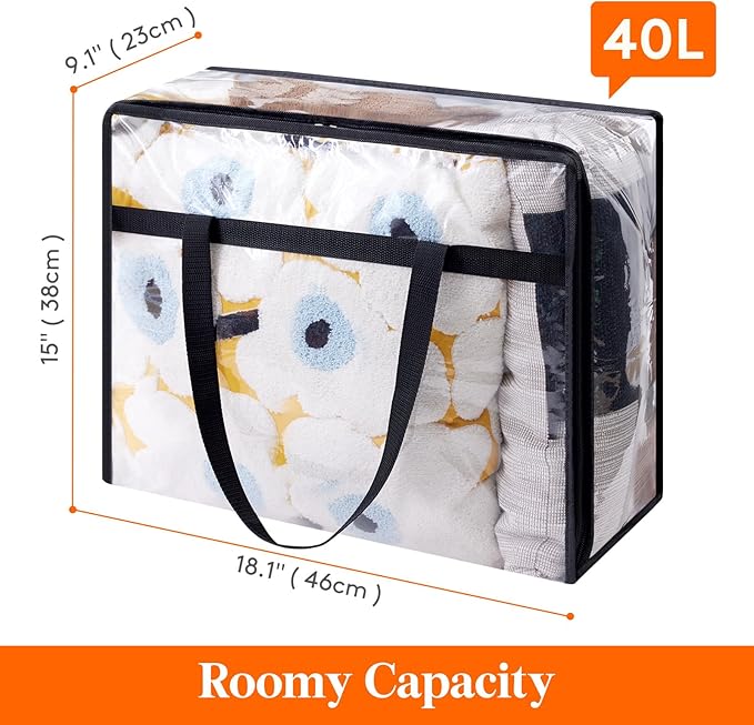 Lifewit 20 Pack Clear Clothes Storage Bags, 40L Plastic Blanket Storage Bag, Vinyl Foldable Moving Bags with Zipper, Closet Organizers and Storage Containers for Bedding, Duvet, Comforter-NeatNest