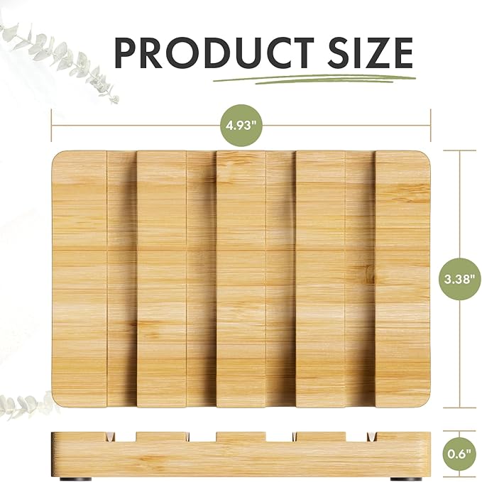AmazerBath Bamboo Soap Holder, Bamboo Soap Dish, 2 Pack Soap Dishes for Bar Soap, Soap Tray Self Draining, Bar Soap Holder for Shower-NeatNest
