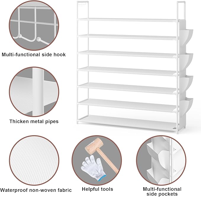 Shoe Rack 7 Tier Shoe Organizer Shoe Storage 28-35Pairs Shoe Rack for Closet Shoe Rack Organizer Entryway Shoe Holder Space Saving Shoe Shelf Shoe Stand Large Tall Shoe Tower Garage-NeatNest